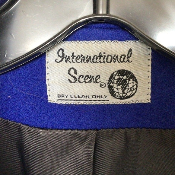 Vintage Royal Blue International Scene Wool Trench Coat Full Length Gorgeous - Picture 3 of 12